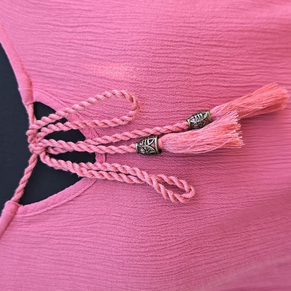 Maurices Pink Tie Front Long Sleeve Blouse L - Picture 2 of 5